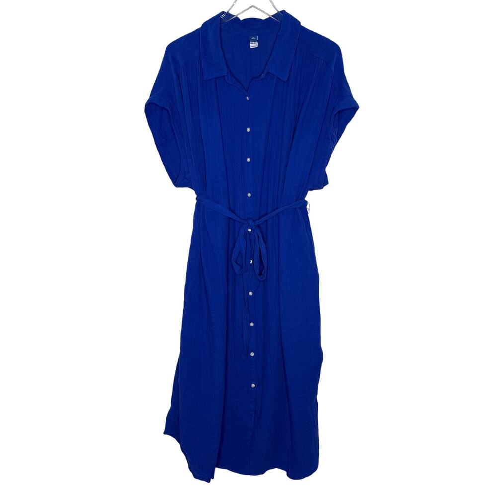Old Navy Royal Blue Button-Front Midi Dress